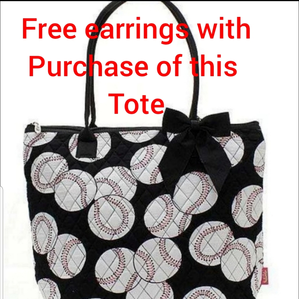 Stylish Black and White Baseball Tote Bag